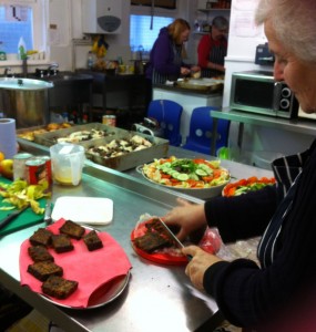 The Wednesday team cooking in the Catching Lives kitchen