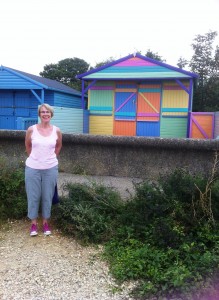 Sheila's sister Leslie and a trendy beach hut