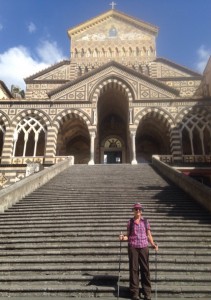 Sheila on the steps at Amalfi's cathedral