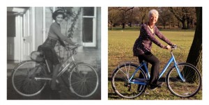 Sheila and her bikes - then and now