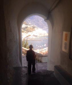 Sheila on some of the steps as we got nearer to Amalfi