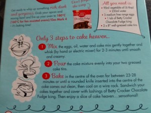 Betty Crocker instructions