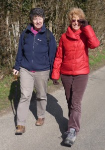 Clare and Sheila striding out