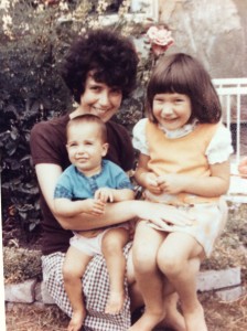 Sheila & gilrs in the garden where the coin was found