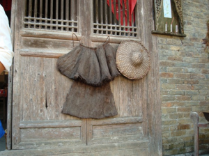 Chinese waterproof cape made from reeds - photographed by Jean on her travels