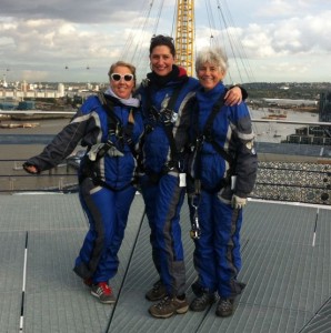 Katie, Jae & Sheila walking over the O2