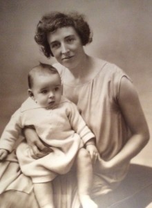 Lizzie in her mid 30s, with a baby - probably Sheila's father