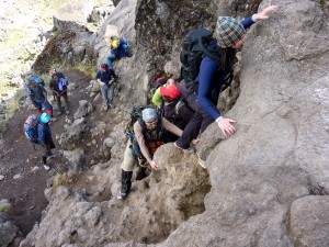 The Barranco Wall (the toughest bit of the climb other than summit night)