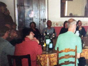 The table in 2000 - with the same tablecloth!