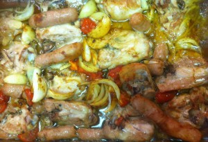 Chicken and sausage casserole