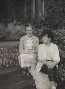 Leslie and Sheila on their grandparents' steps. With cushions!