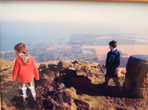 Milo (still in nappies) and Oscar appreciating the view having both walked to the top of The Law