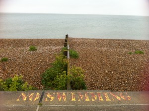 "No swimming" on the Kent coast