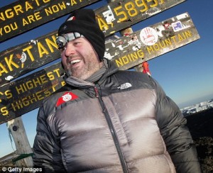 Blog - Sheila - famous people - Chris Moyles at the top of Kili