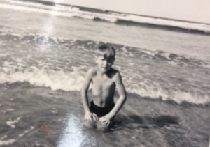 Robbie aged about 7 in the sea at North Berwick