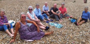 U3A swimming group on the beach at Seasalter