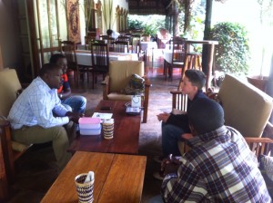 Oscar well and discussing football with the men from the African Walking Company who organised the climb